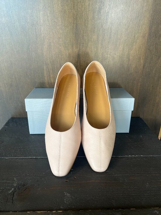 Everlane Shoes - Everlane Pink Squared Toe Leather Flats Size 9